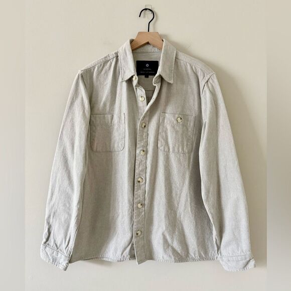 Ben Sherman Long Sleeve Shirt Jacket in Light Gray Flannel - Size L - Picture 1 of 8